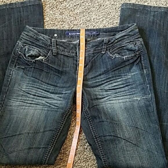 Almost Famous Black Flare Wide Leg Jeans Size 9 - Picture 6 of 10